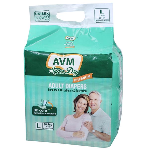 Wholesale AVM Super Dry Premium Adult Diapers L (Pack Of 10) Online