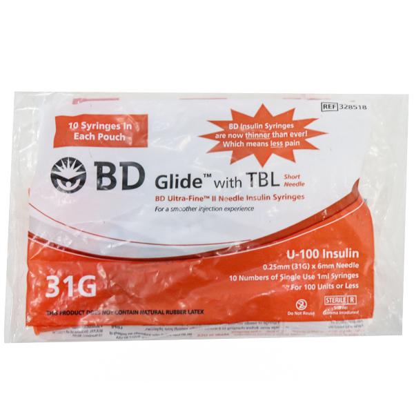 Wholesale BD Glide Ultra Fine Insulin Syringe 31 G (100 IU) 10 Pcs