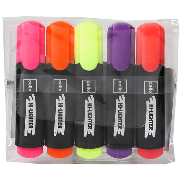Buy Cello Assorted Highlighter Pack Of 5 in Wholesale Price Online