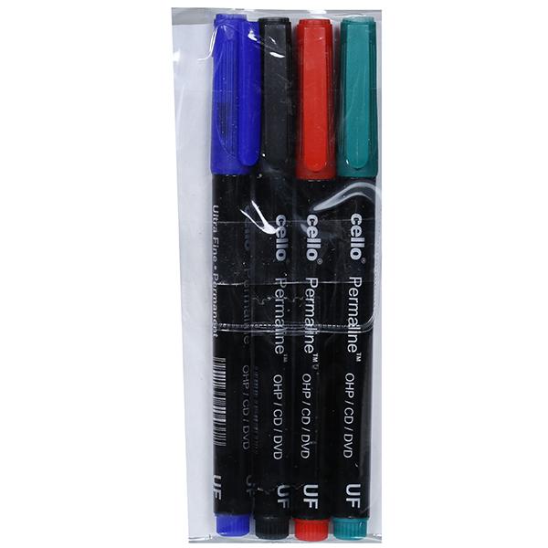 Wholesale Cello Permaline Ultra Fine Assorted CD Marker Pack Of 4