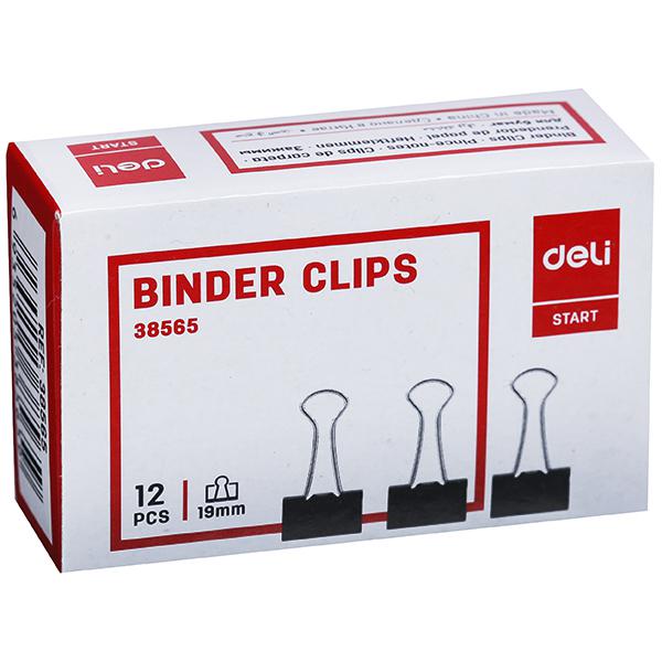 Buy Deli Start Binder Clips 19 mm 38565 Pack Of 12 in Wholesale Price