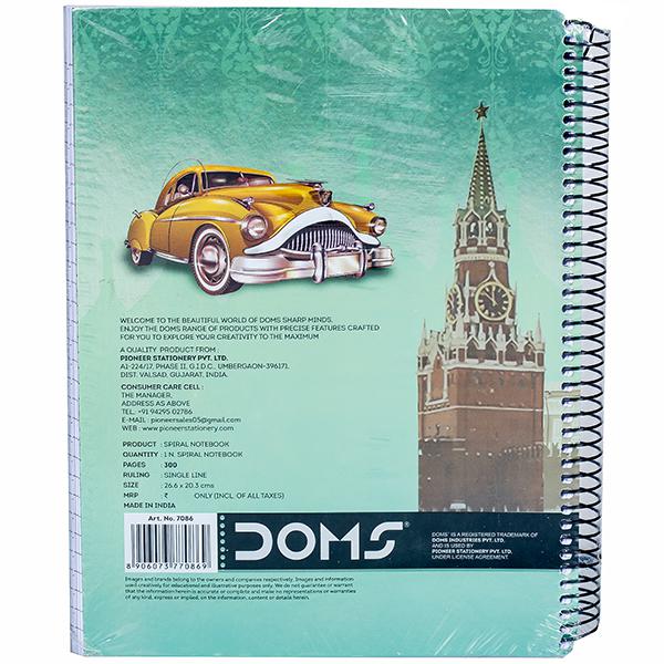 Buy Doms Single Line 6 Subject Spiral Notebook (26.6 x 20.3 cm) Art. No