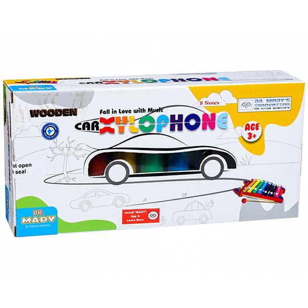 Dr. Mady Wooden Xylophone Car MADY-2038 (27.5 cm x 13.5 cm x 6 cm)