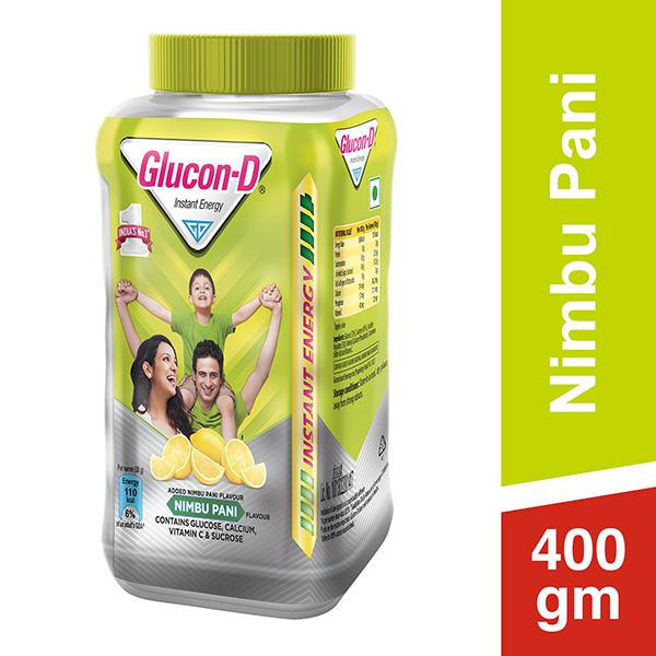 Glucon D Instant Energy Health Drink Nimbu Pani Jar 400 g