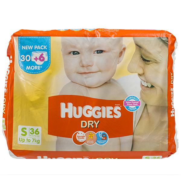 Buy Huggies Dry Diapers S (Up to 7 kg) Pack Of 36 in Wholesale Price
