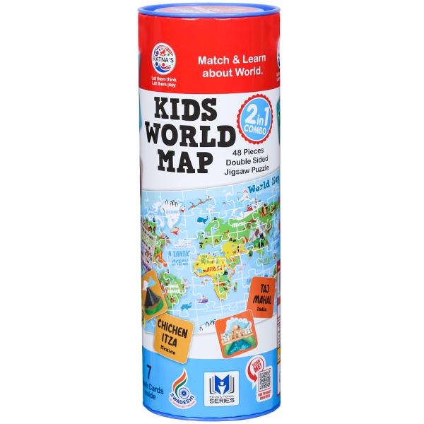Jigsaw Puzzle Toy 2 in 1 Combo Kids World Map 1580