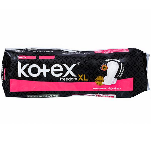 Buy Kotex Freedom Dry Cover XL with Soft wings Sanitary Pads Pack Of 6
