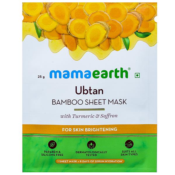 Buy Mamaearth Ubtan Bamboo Sheet Mask with Turmeric & Saffron for Skin Brightening 25 g in