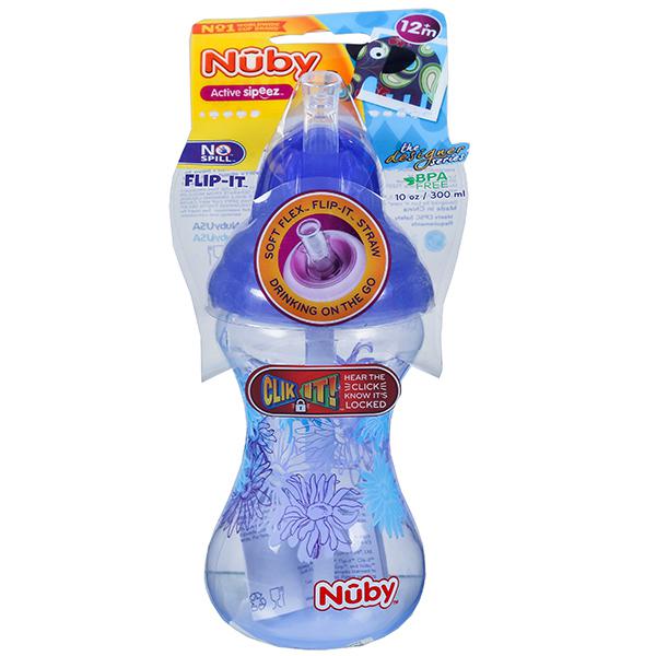 Nuby Flip It Clik It Designer Series 12m+ Sipper Bottle ID10241 Purple 300 ml