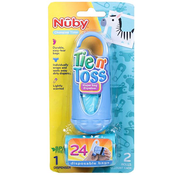 Nuby Tie N Toss 24 Diaper Bag & Dispenser ID7044 Blue