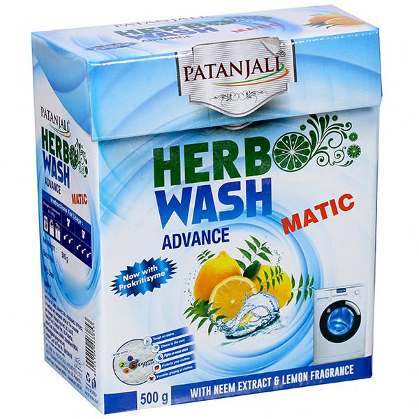 Patanjali Herbo Wash Advance Matic Detergent Powder with Neem & Lemon 500 g