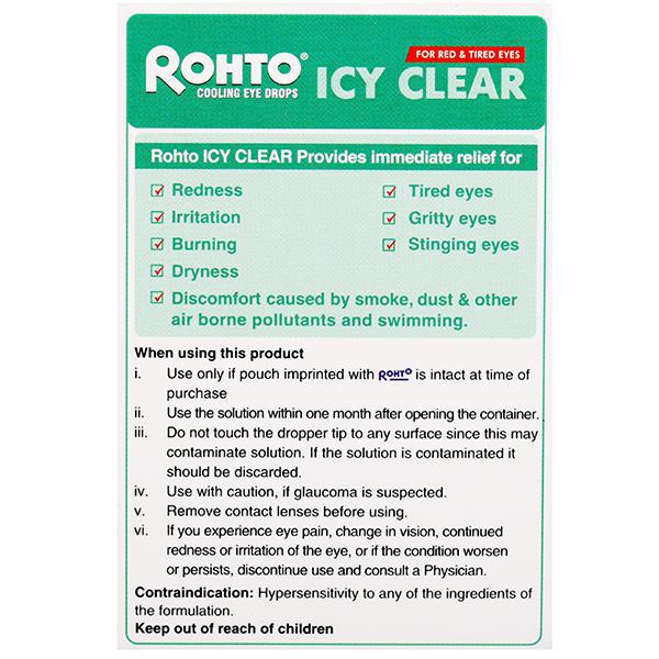 Buy Rohto Icy Clear Eye Drop (Redness Relief, For Red & Tired Eyes) 10