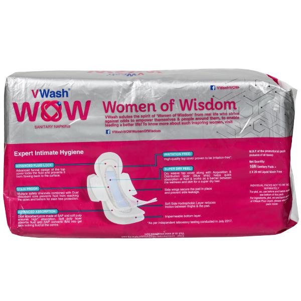 Buy VWash Wow Sanitary Napkins Maxi R Sanitary Pads (Free VWash Liquid