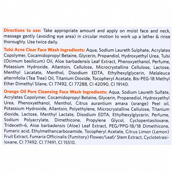 Buy Vlcc Tulsi Acne Clear Face Wash (Free Orange Oil Face Wash 150 ml