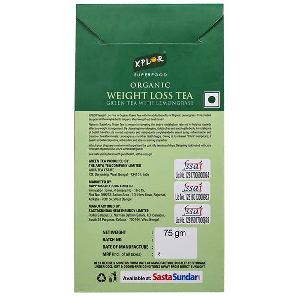 Buy XPLOR Organic Weight Loss Tea Green Tea With Lemongrass 75 g in