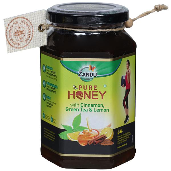 Buy Zandu Pure Honey With Cinnamon, Green Tea & Lemon 500 g in